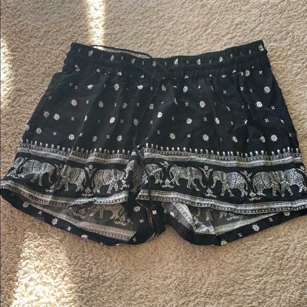 Black and white elephant shorts